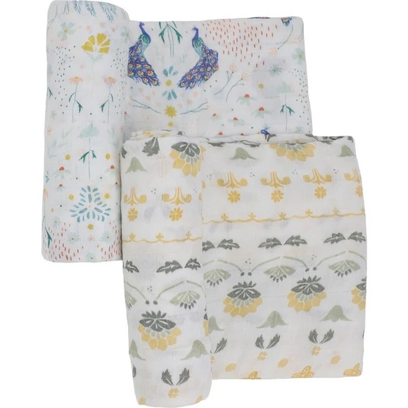Little Unicorn Deluxe Muslin Swaddle Blankets new peacock free shipping! - Picture 3 of 3